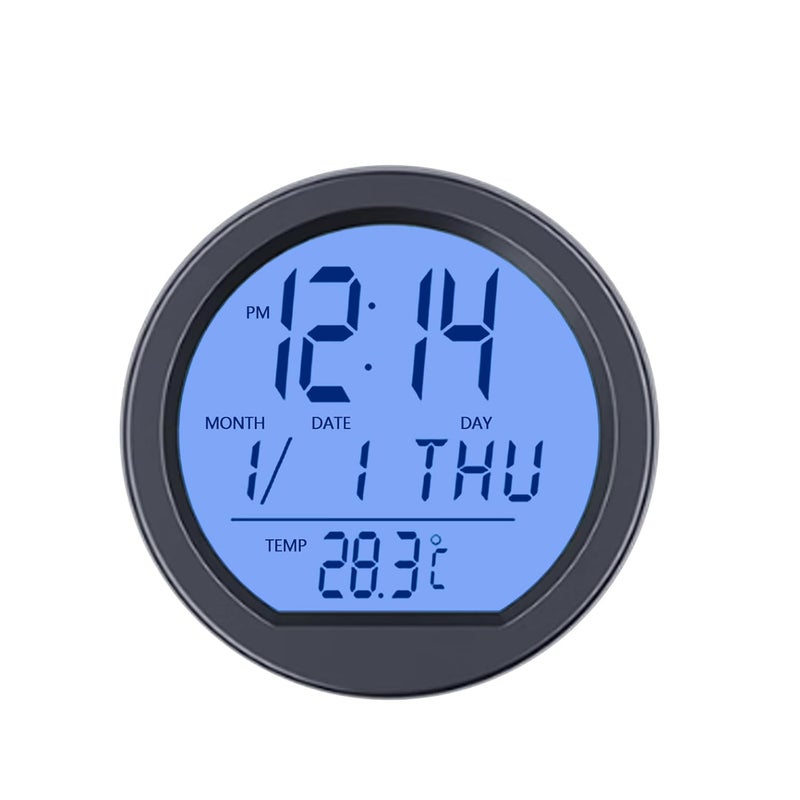 Timloon Car Dashboard Clock with Automatic Backlight at Night, Solar-Powered, Fahrenheit Temperature, 12/24 Hour Format Time, Calendar for Car Truck Office Home and Outdoor Camping (Includes Battery) - Image 1